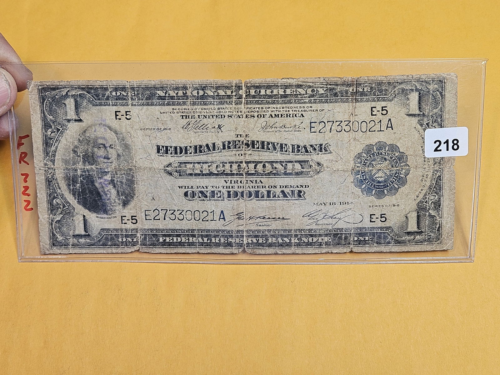 Series of 1914 Large Size One Dollar National Currency (1 of 2)