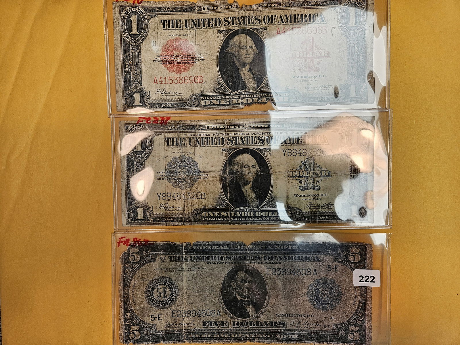 Three Old, Large-size, One and Five Dollar pieces (1 of 7)