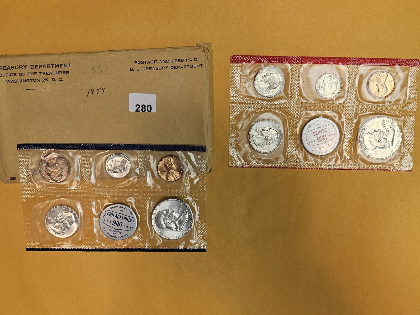GEM Brilliant Uncirculated 1959 US SILVER Mint Set in OGP (1 of 4)
