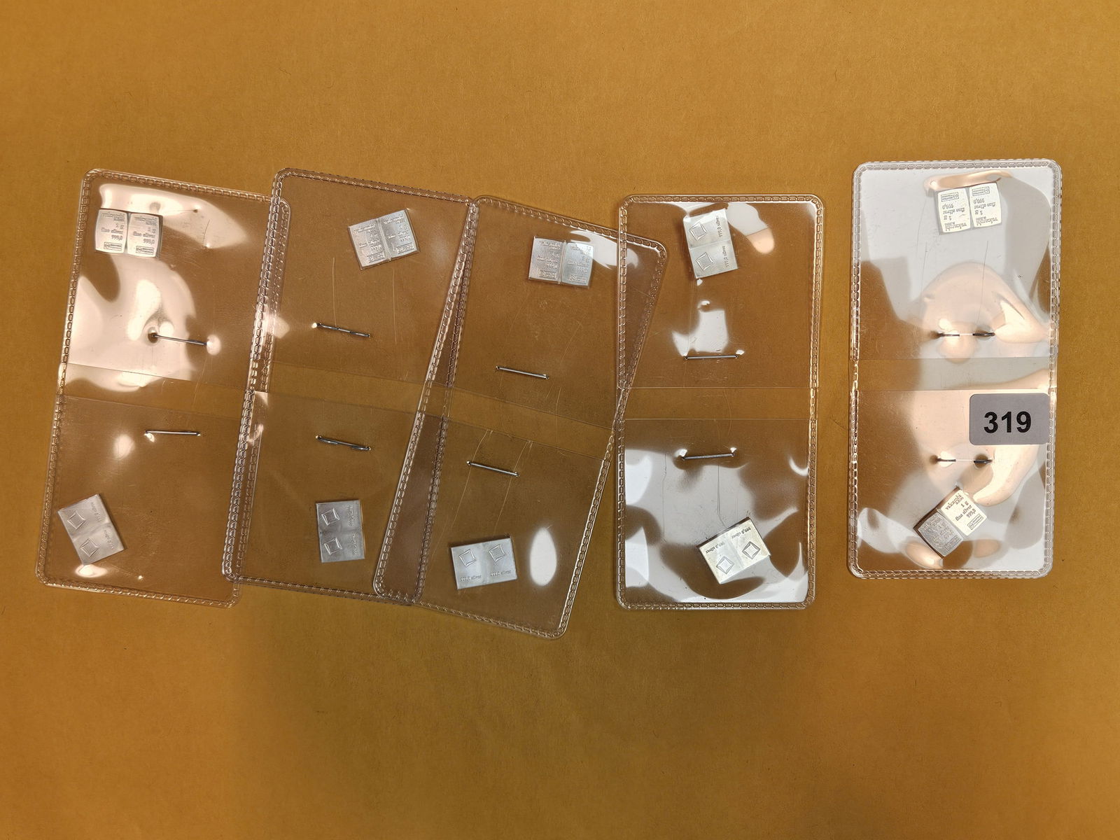 Twenty Grams of .999 fine silver VALCAMBI Suisse bars: Fractional Twenty bars. 