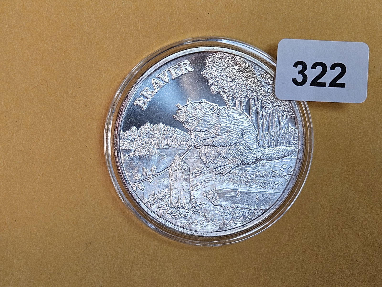 One Troy ounce .999 fine silver art round: Beaver 