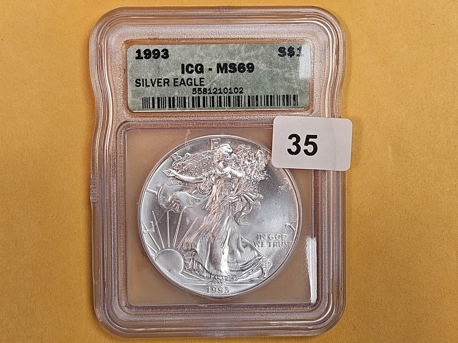 Semi-key ICG 1993 American Silver Eagle in Mint State 69 (1 of 2)