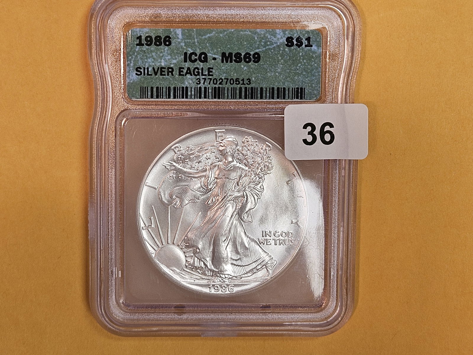 KEY DATE! ICG 1986 American Silver Eagle in Mint State 69 (1 of 2)