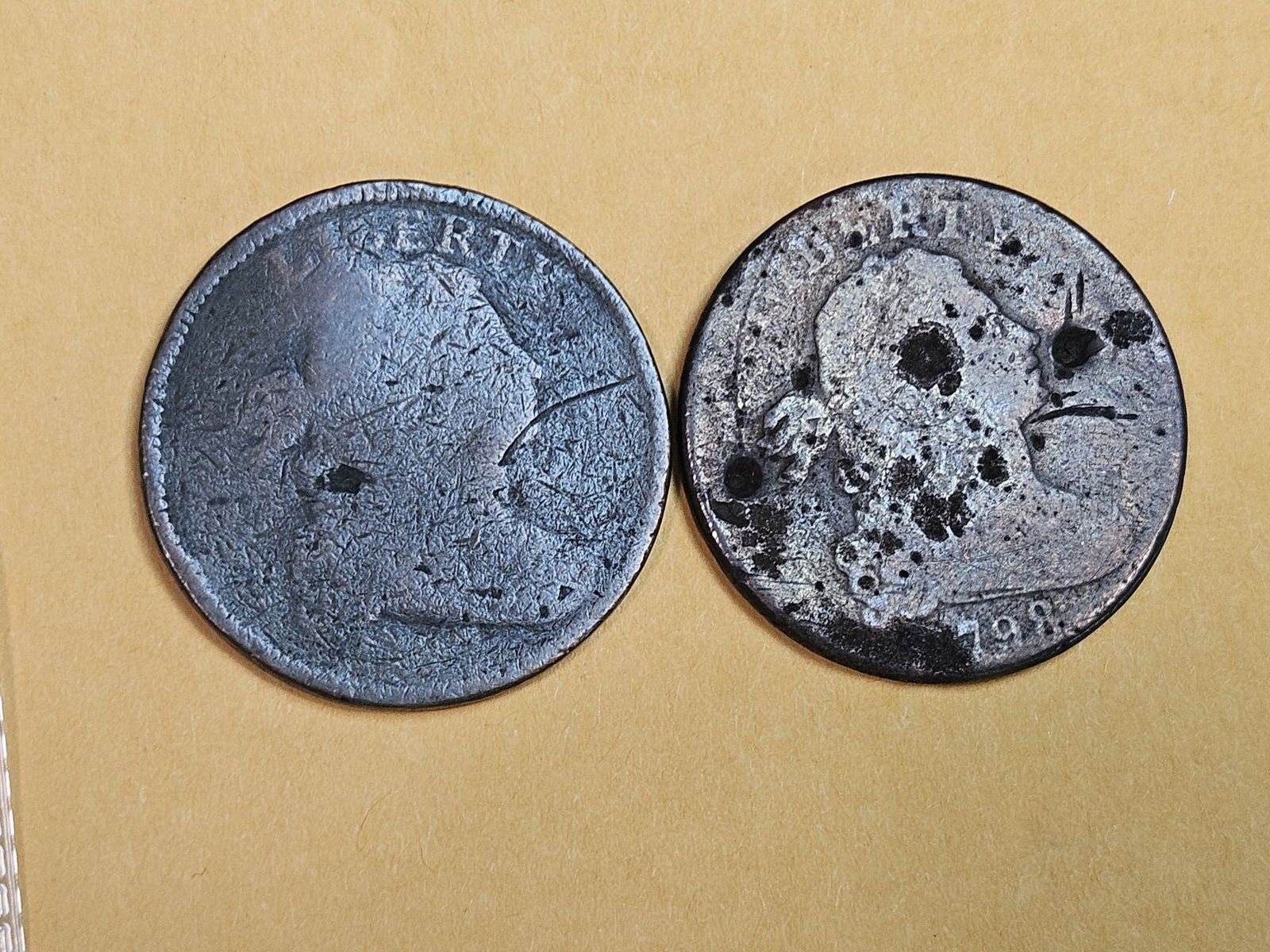 1797 and 1798 Draped Bust Large Cents (1 of 3)