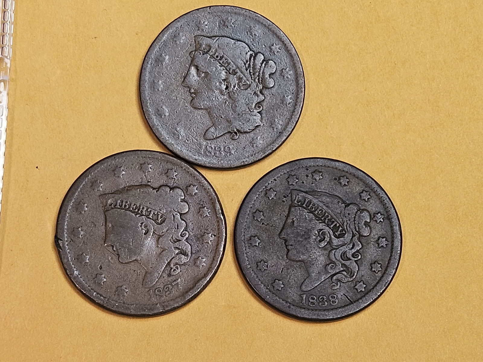 Three Coronet Head Large Cents in Good to Very Good (1 of 4)
