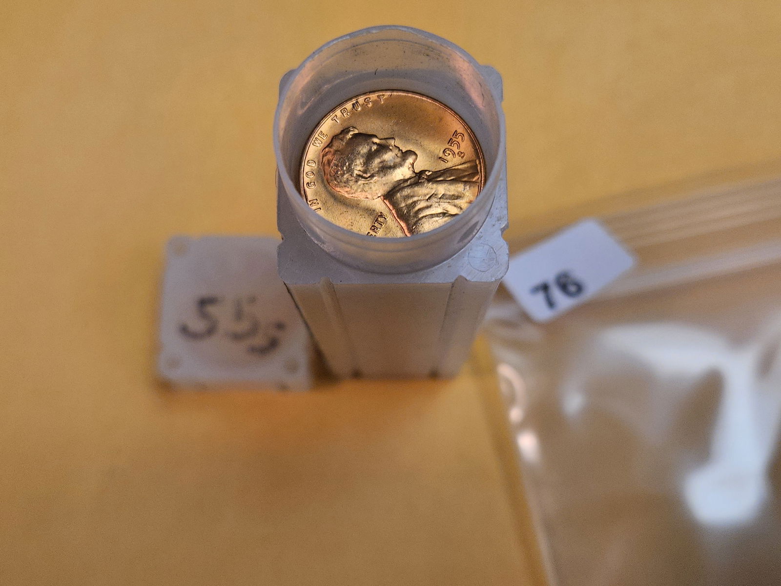 Roll of Brilliant Uncirculated red 1955-S Wheat cents (1 of 2)