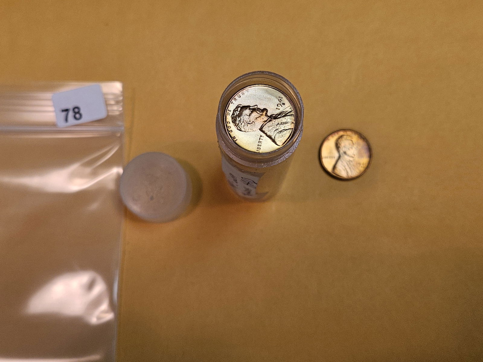 Mostly full roll of better GEM BU RED 1941-S Wheat cents (1 of 3)