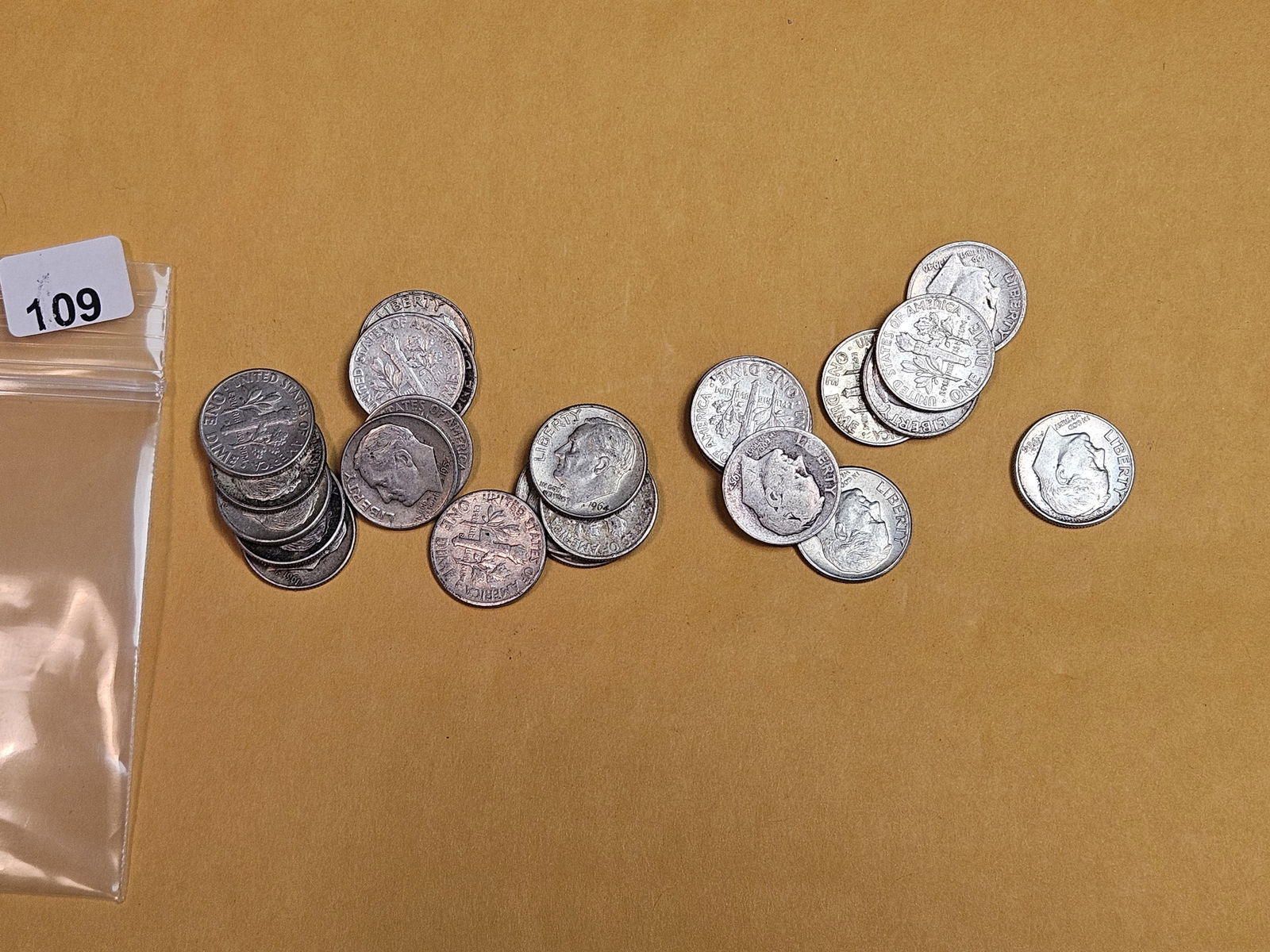 Twenty-five mixed silver Roosevelt Dimes (1 of 1)