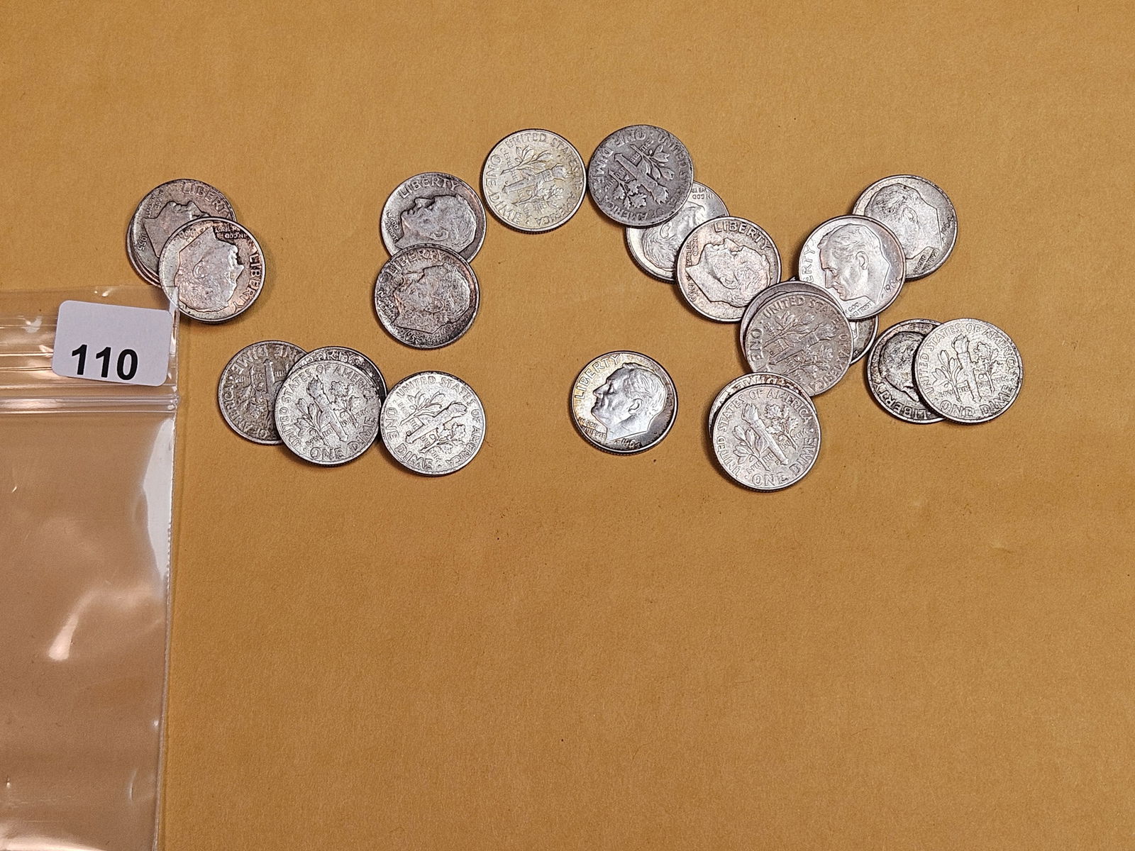 Twenty-five mixed silver Roosevelt Dimes (1 of 1)