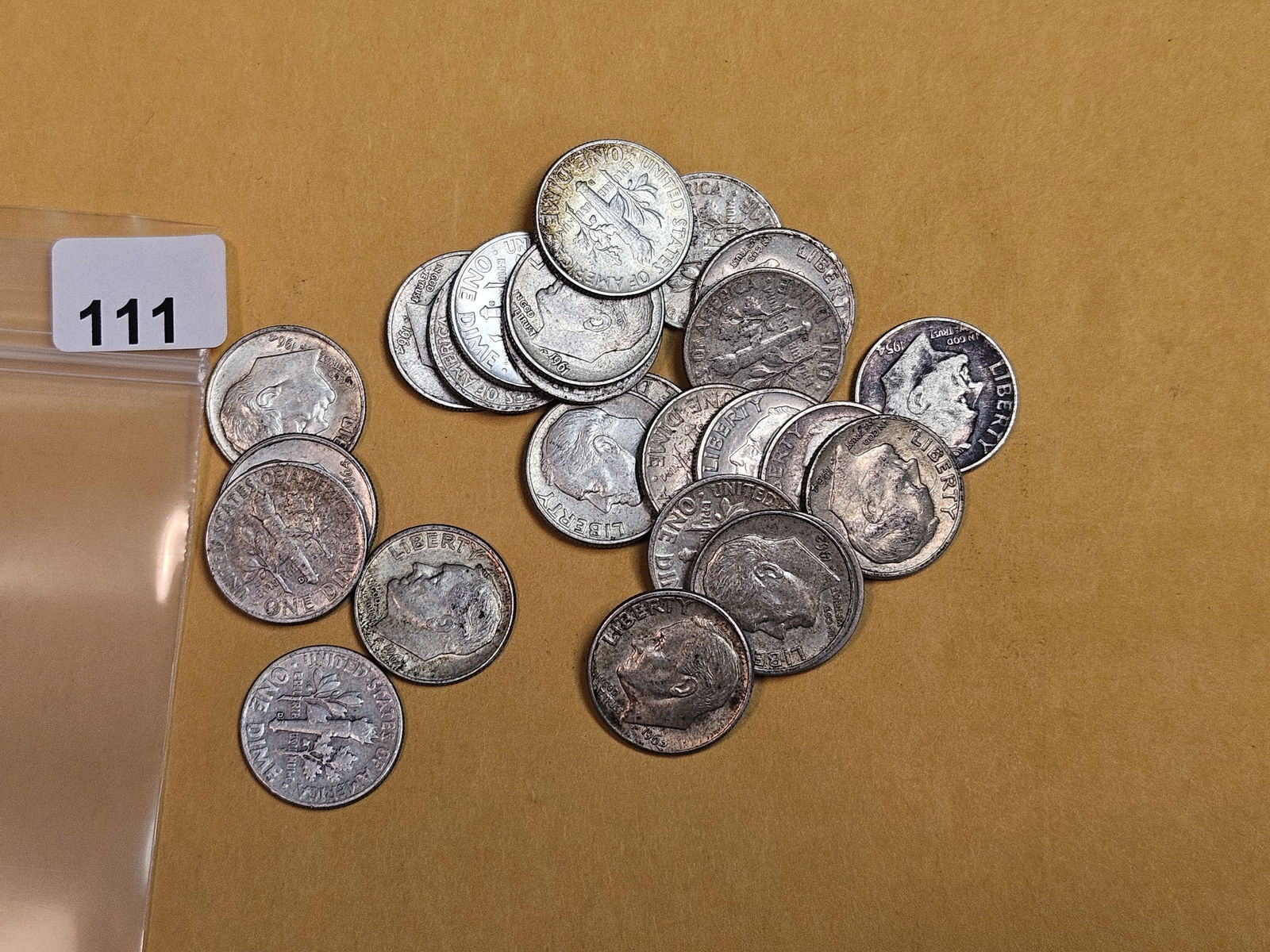 Twenty-five mixed silver Roosevelt Dimes (1 of 1)