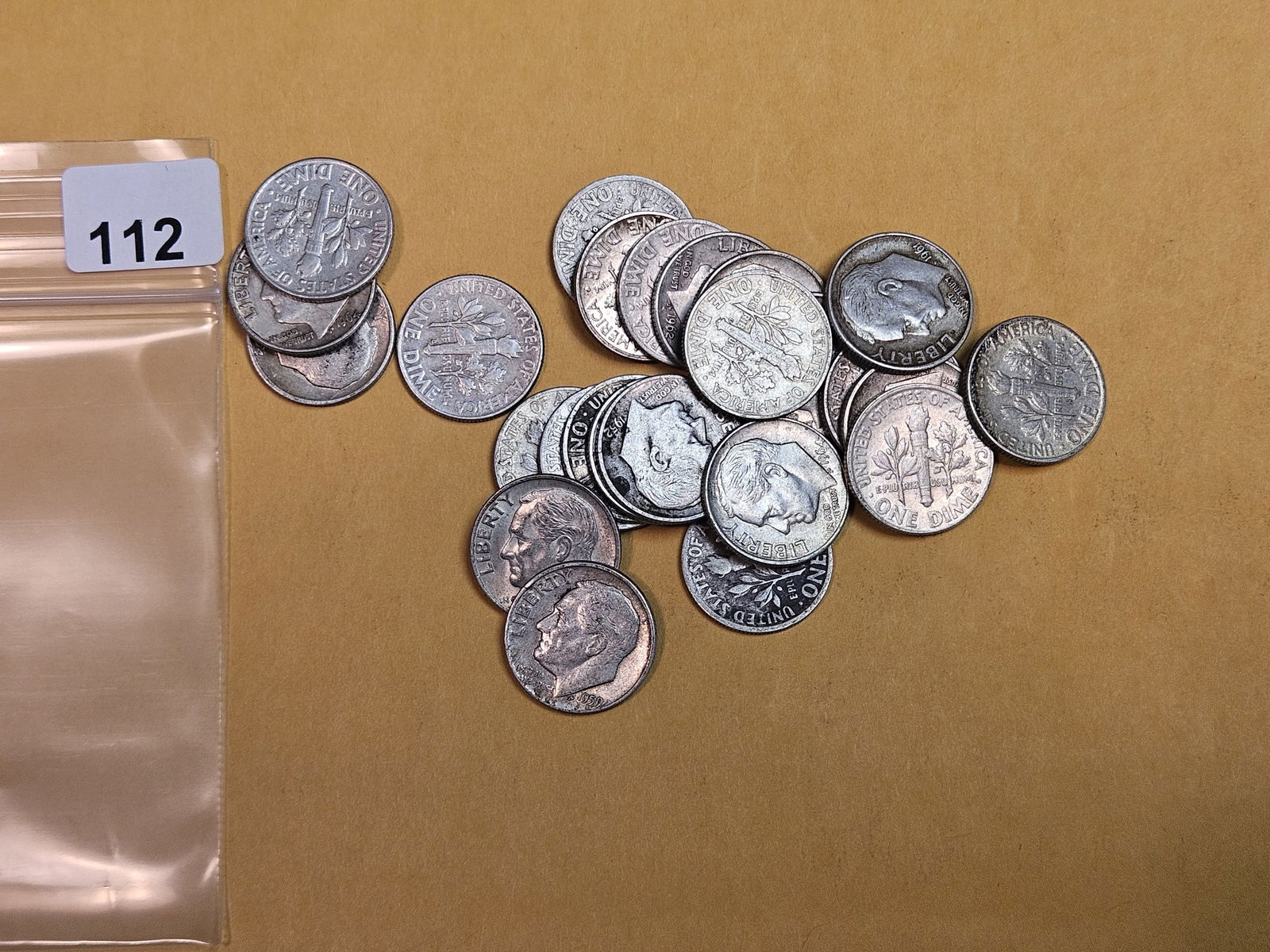 Twenty-five mixed silver Roosevelt Dimes (1 of 1)