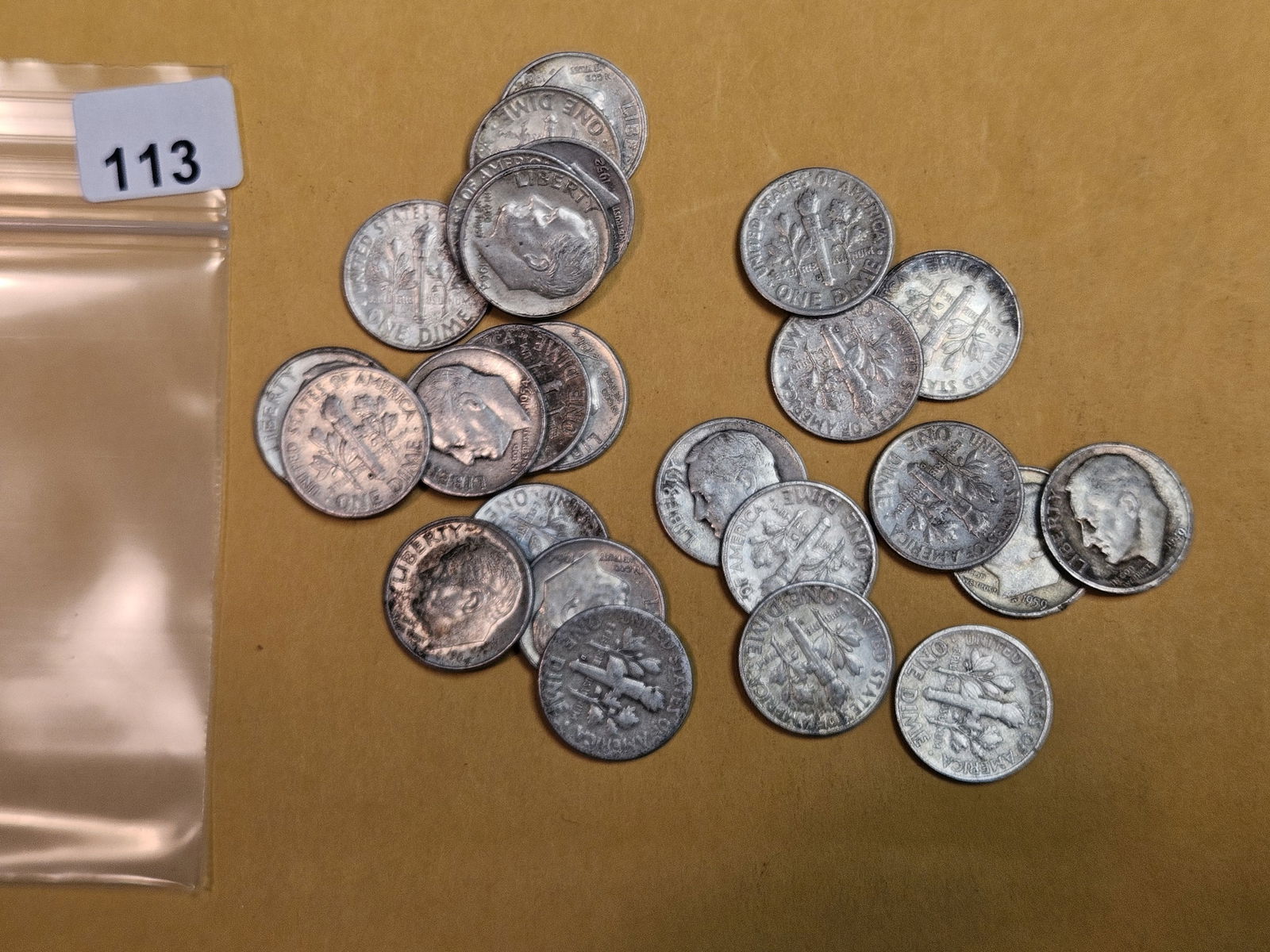 Twenty-five mixed silver Roosevelt Dimes (1 of 1)