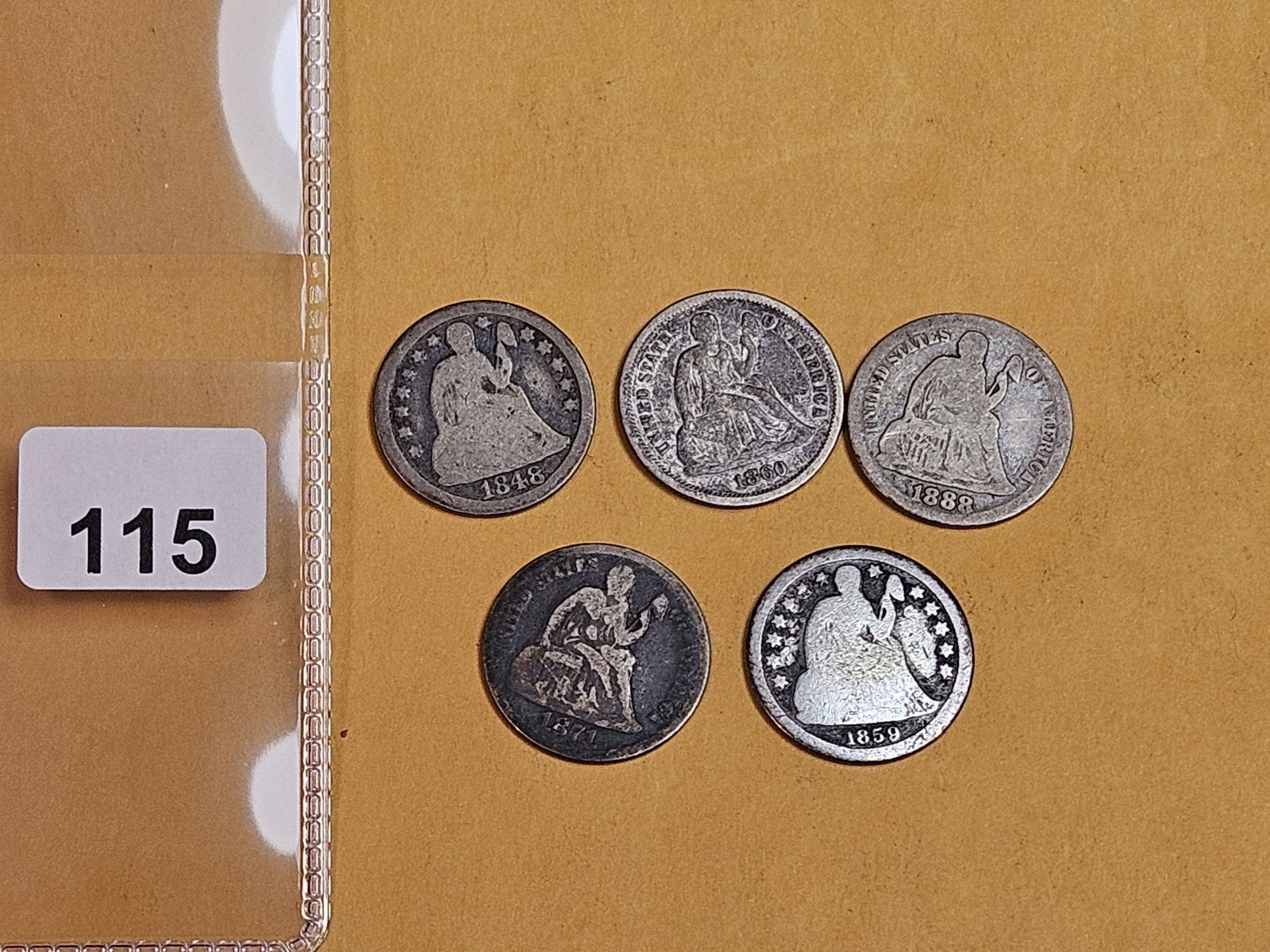 Five mixed silver Dimes - 2