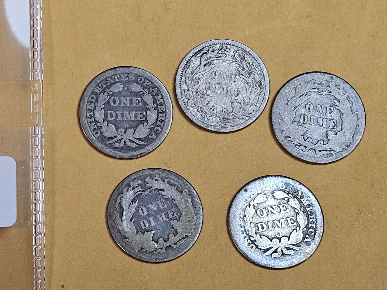 Five mixed silver Dimes - 3