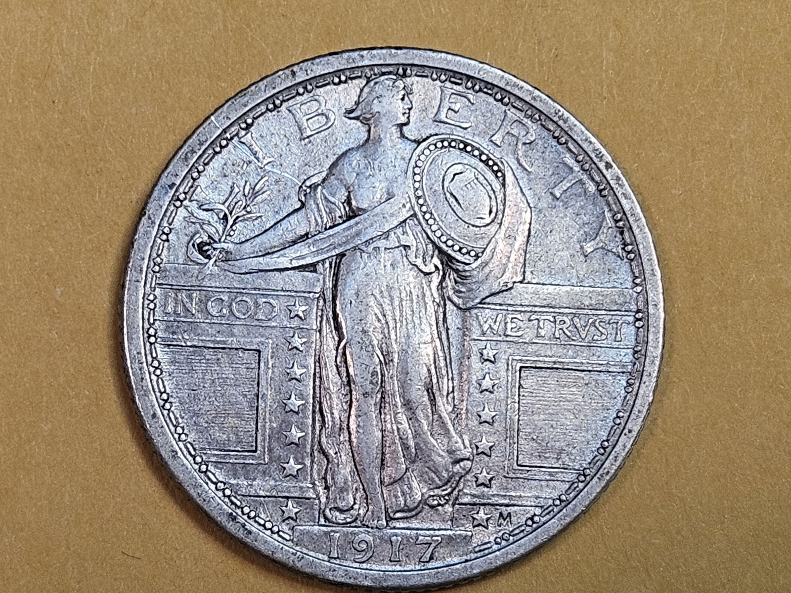 1917 Type 1 Standing Liberty Quarter in Extra Fine: Sharp! 