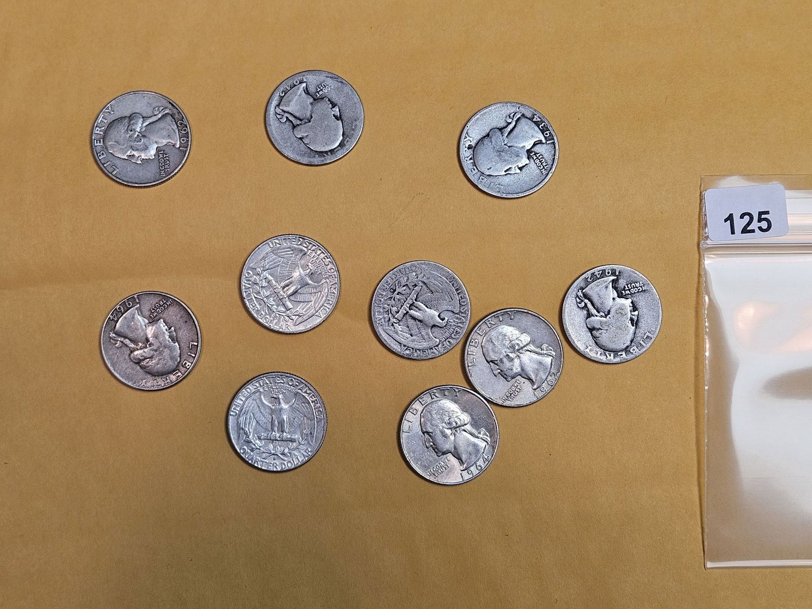 Ten mixed silver Washington Quarters (1 of 1)