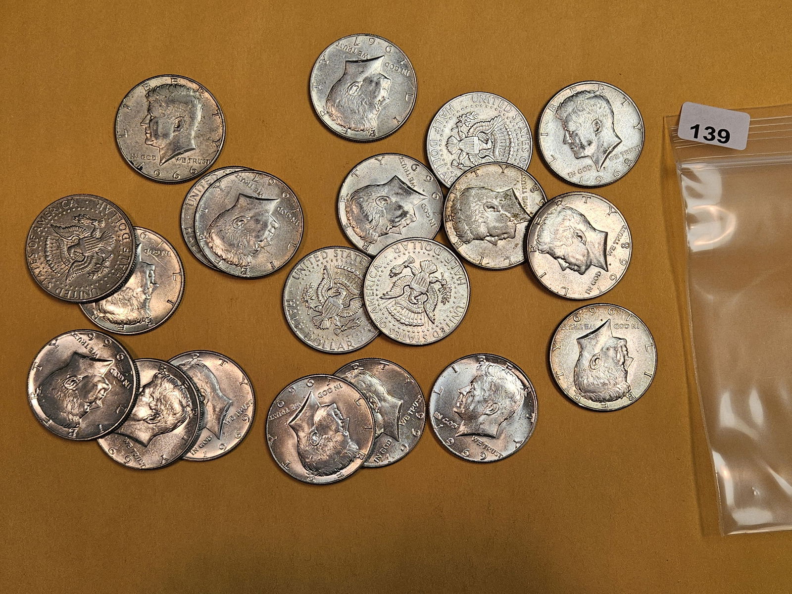 Twenty mixed silver Kennedy Half Dollars: All 40% silvers 