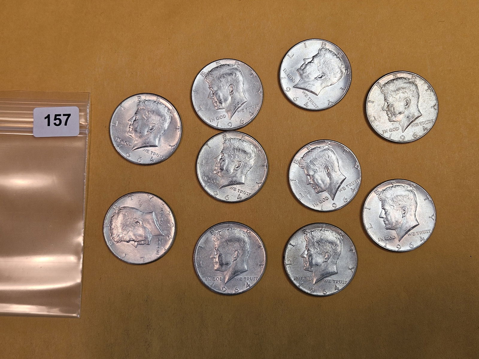 Ten 1964 Silver Kennedy half dollars (1 of 1)