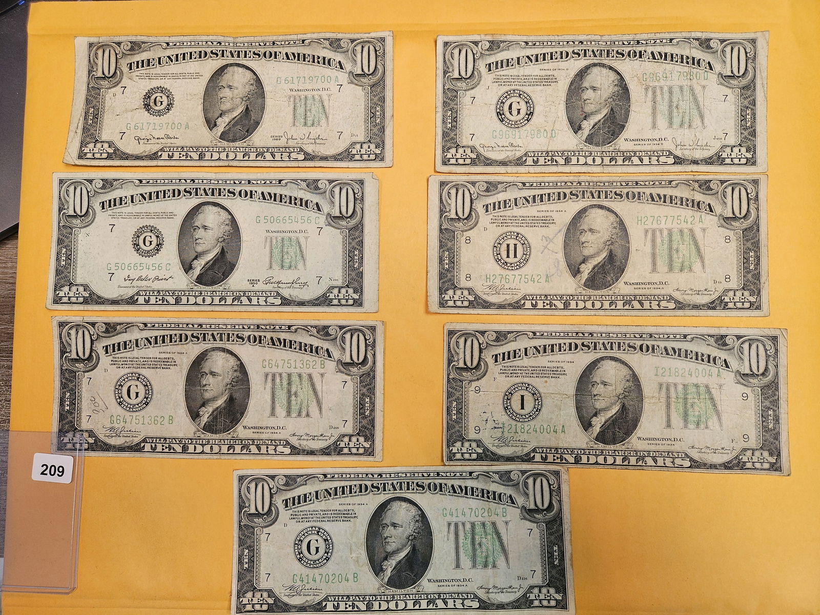 Seven Series of 1934 and 1950 Ten Dollar FRNs (1 of 2)
