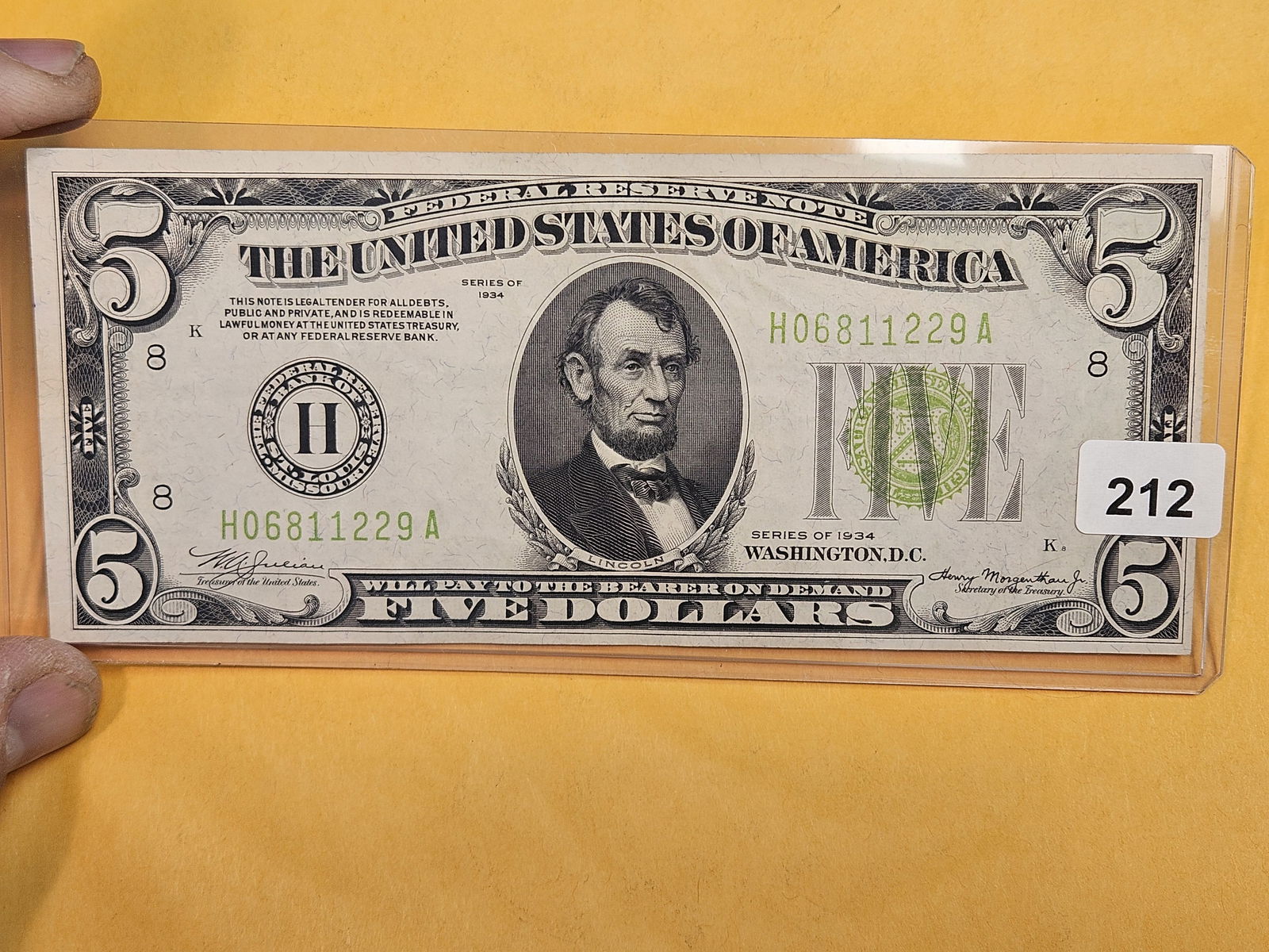 Crisp About Uncirculated plus Series of 1934 Five Dollar FRN (1 of 2)