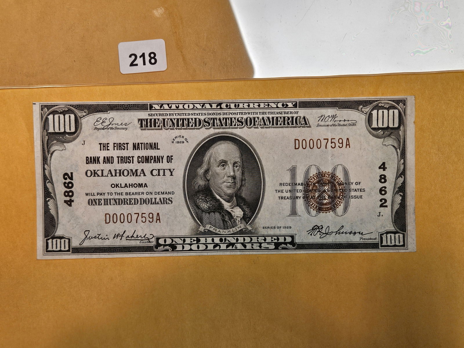 ** CRISP AU to UNCIRCULATED Series of 1929 One Hundred Dollar National Currency (1 of 4)