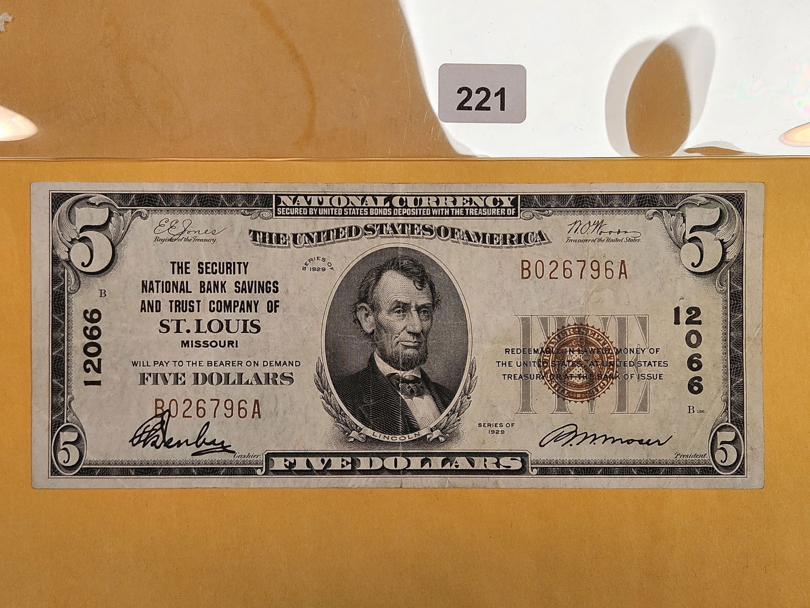 Series of 1929 Five Dollar National Currency in Very Fine (1 of 2)