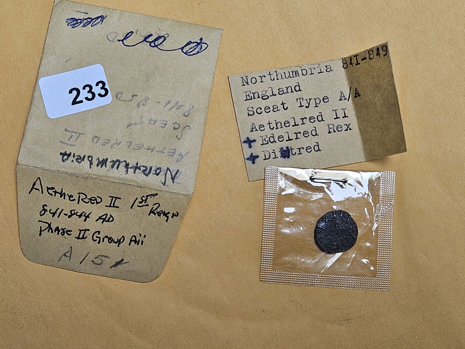 * 841 - 849 Northumbria England Sceat: Type A/A. Aethelred II.