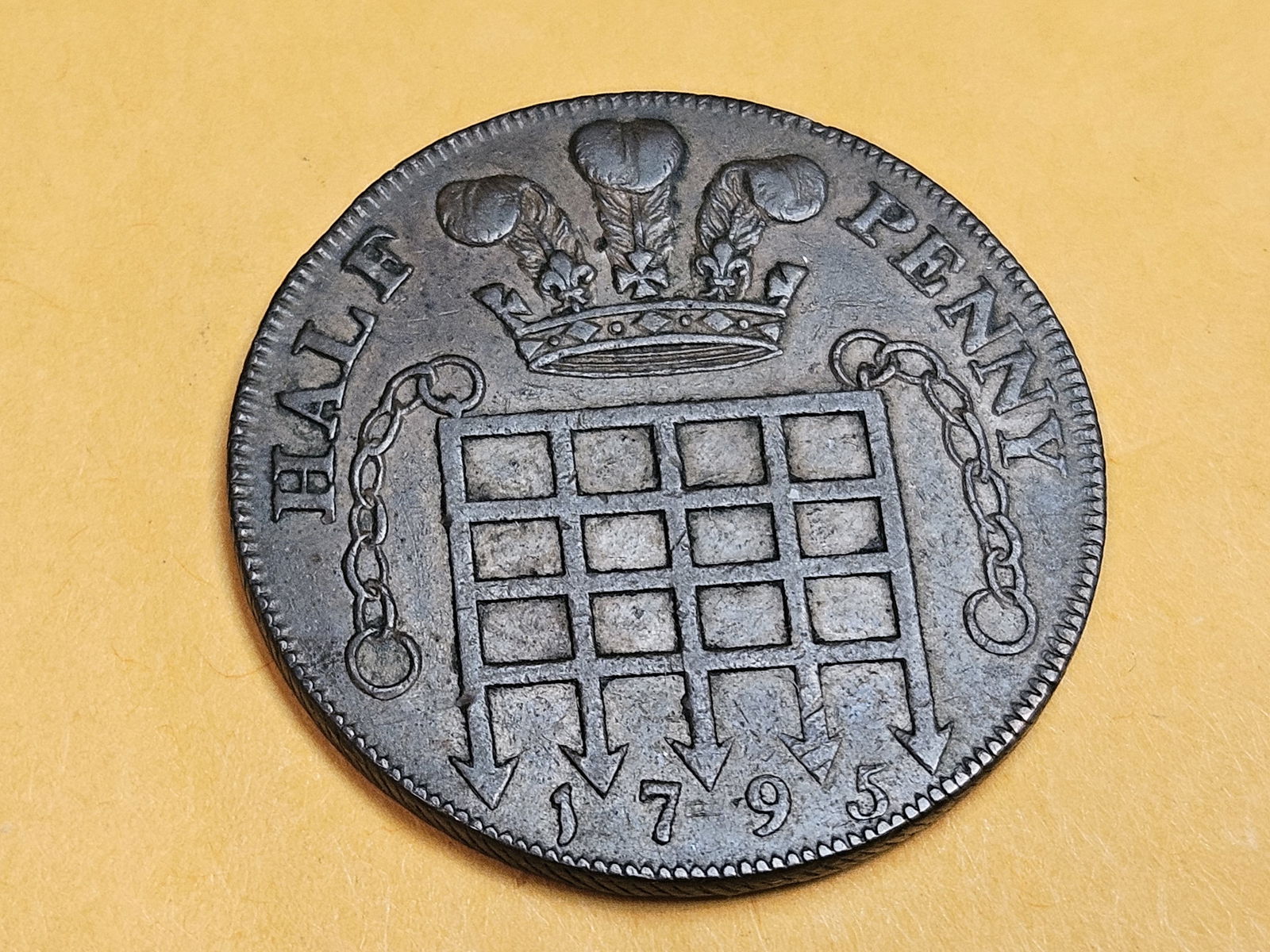 CONDER! Choice About Uncirculated 1795 Copper halfpenny Conder Token - 5