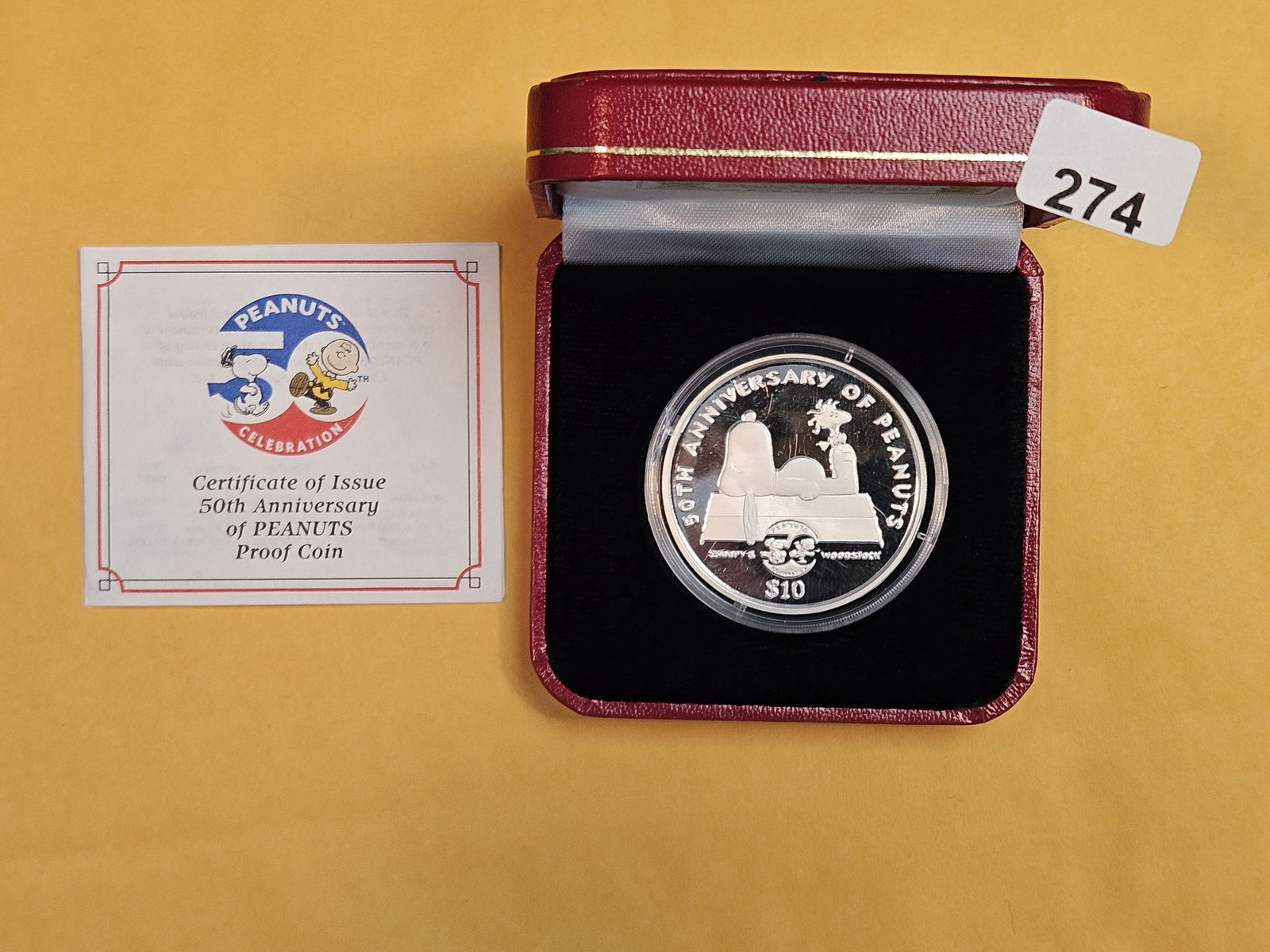 GEM Proof Deep Cameo 2000 Niue silver ten dollars: 50th Anniversary of Peanuts 