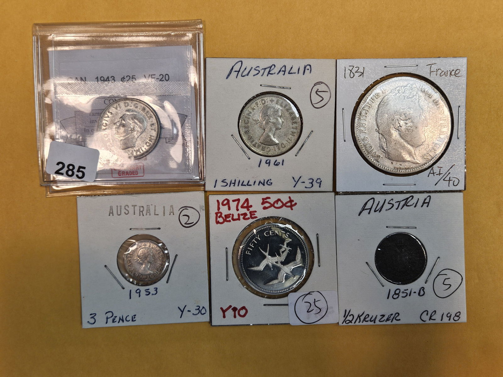 Six little better silver World coins: Nice mix 