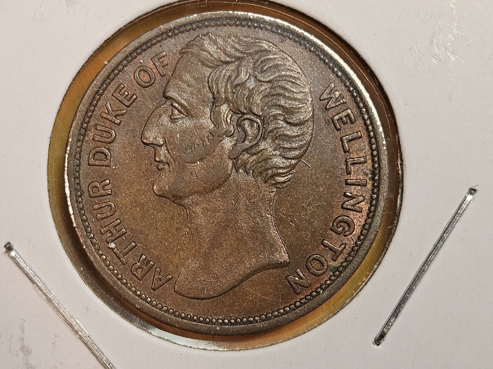Choice AU-UNC Arthur Duke of Wellington token: Robert Ward Tea Dealer Ipswich 
