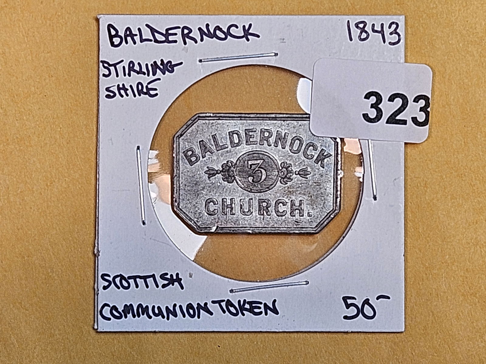 1843 Baldernock Church Communion Token: Scottish. Stirlingshire 