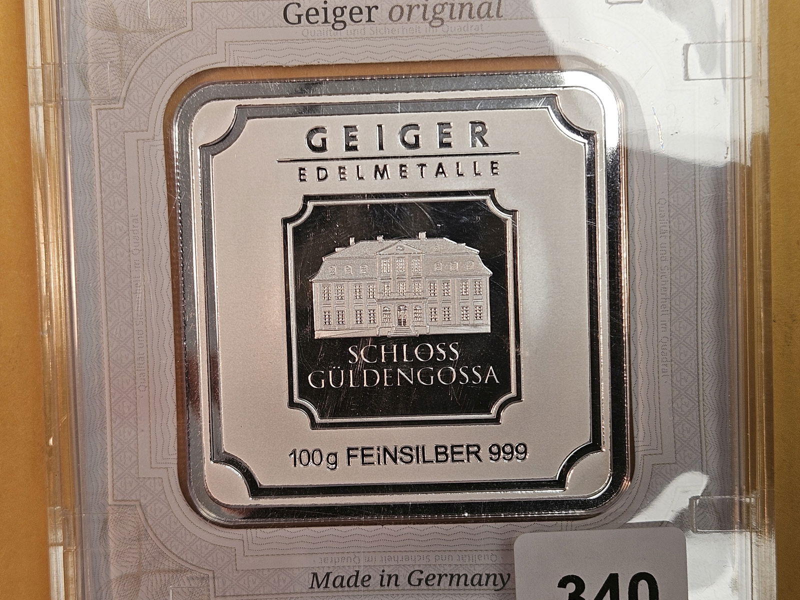 ONE HUNDRED Gram Geiger .999 fine silver Bar (1 of 3)