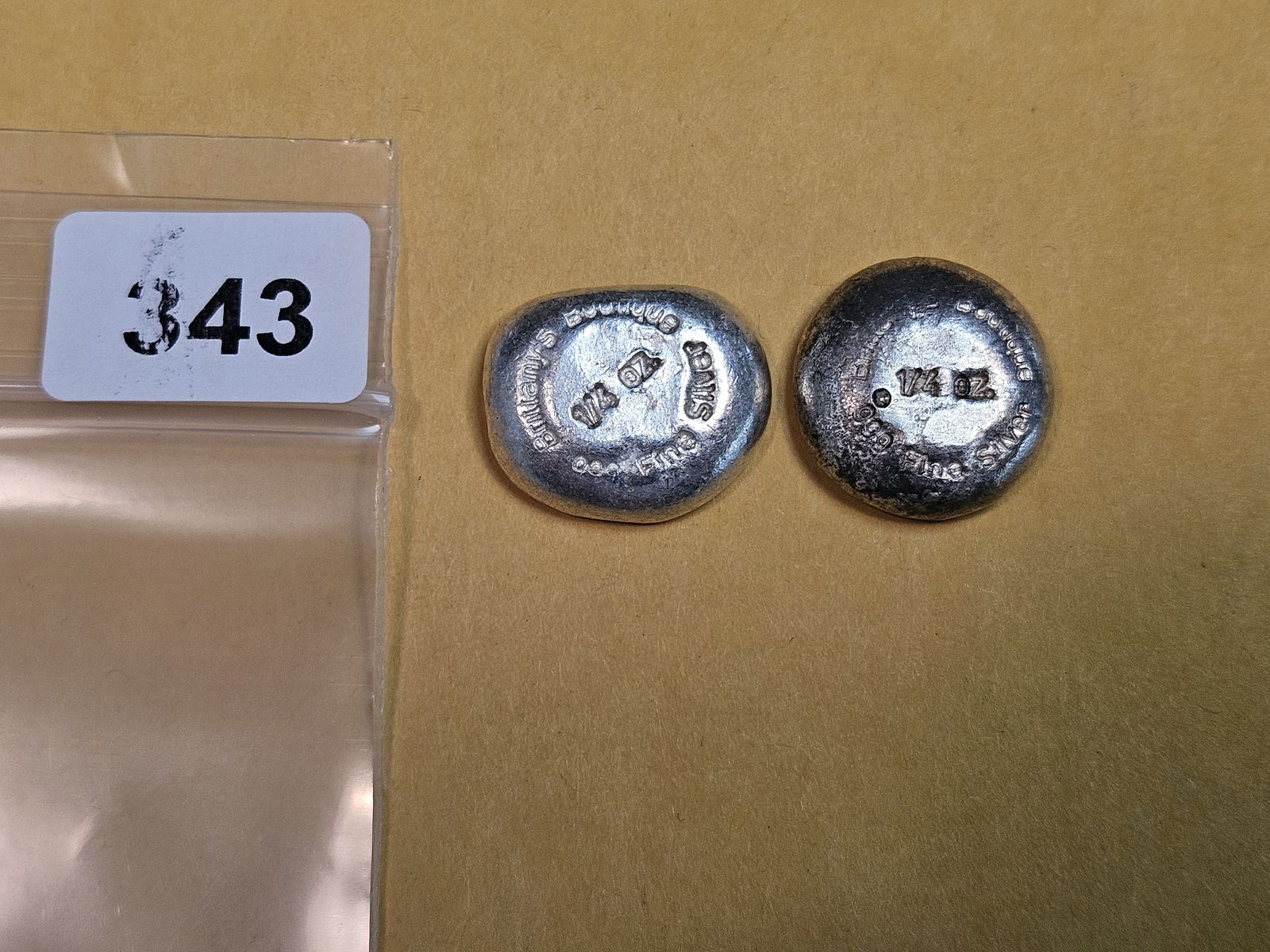 TWO .999 fine poured silver pieces (1 of 2)