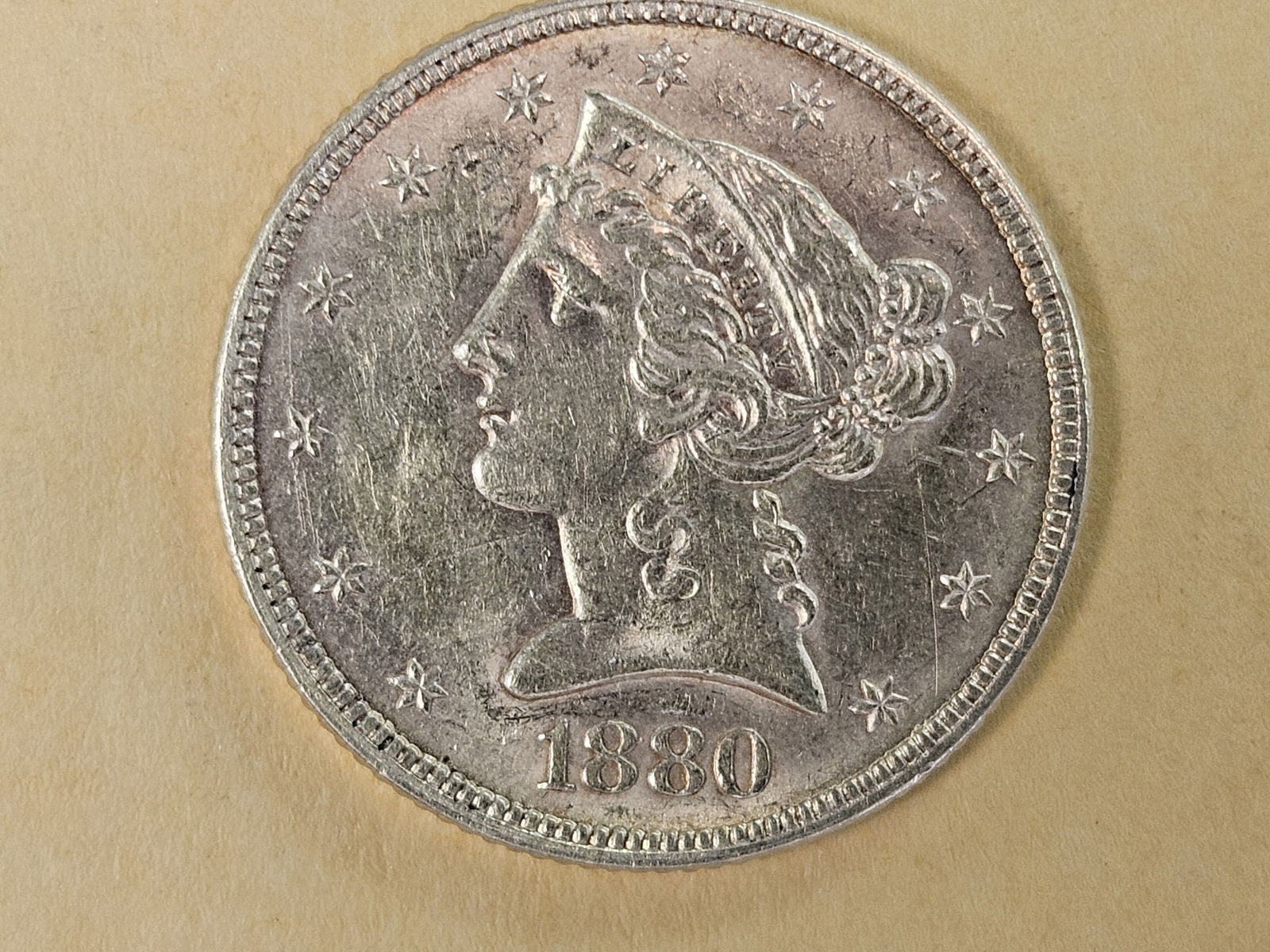 GOLD! Brilliant About Uncirculated plus 1880 Gold Liberty Head Five Dollars - 3