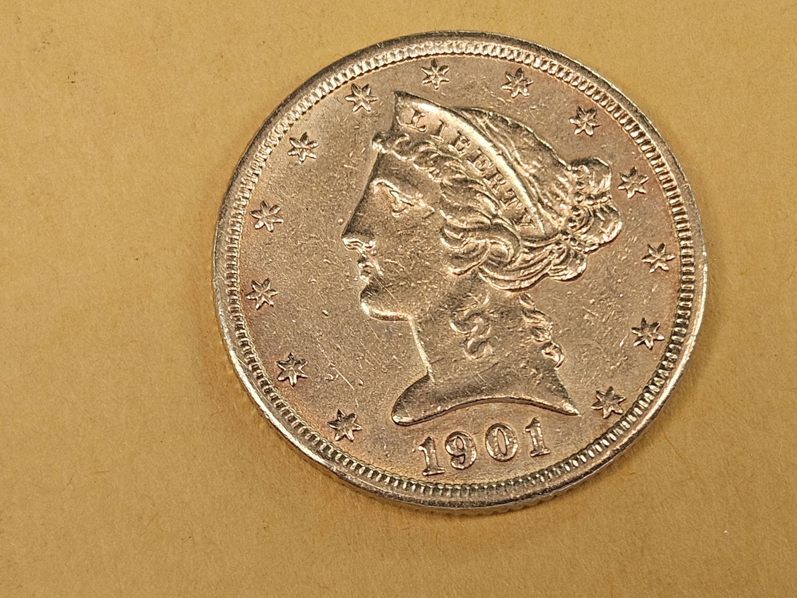 GOLD! Brilliant 1901 Gold Liberty Head Five Dollar Half Eagle (1 of 5)