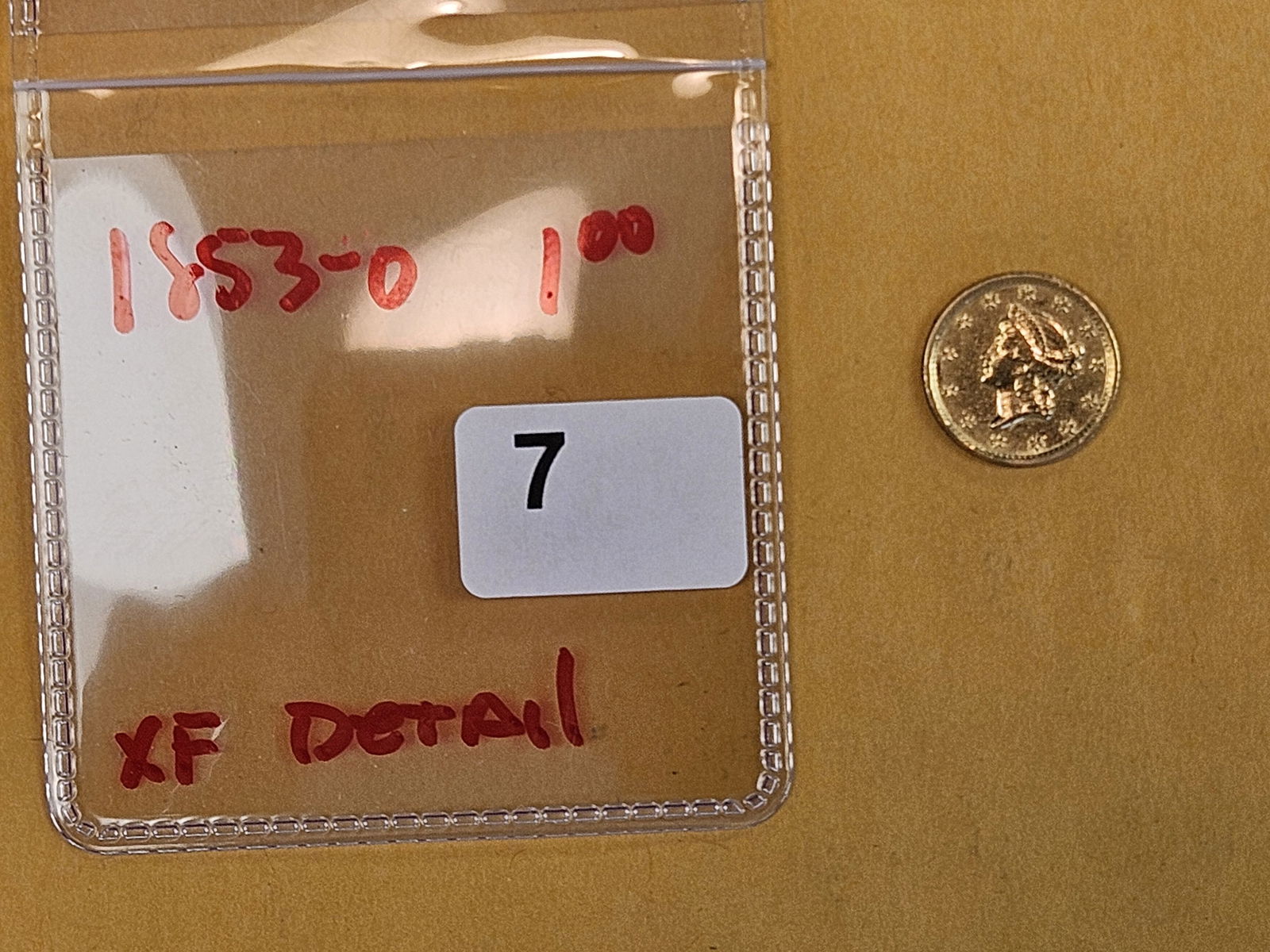 GOLD! 1853-O Gold Dollar in Extra Fine - details - 2