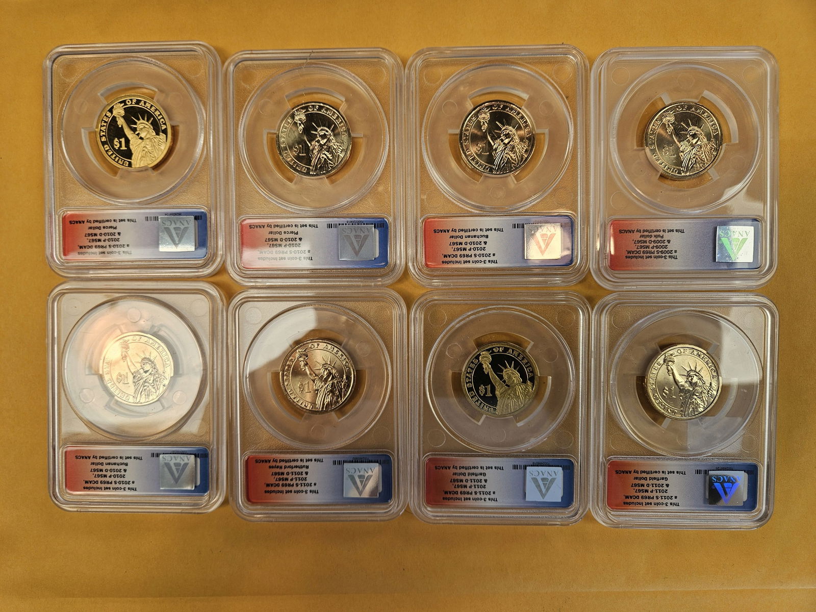 Eight ANACS-graded Presidential Dollars - 3