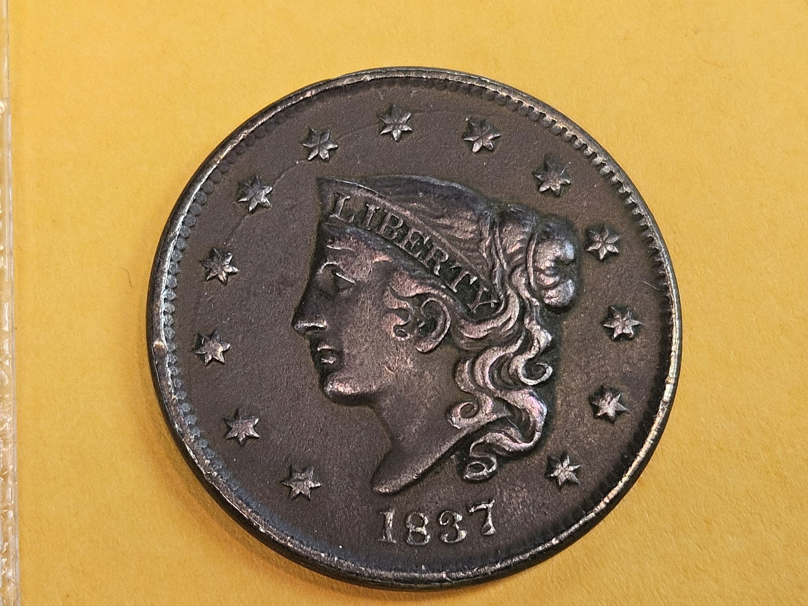 1837 Plain Cord Coronet Head Large Cent in Very Fine (1 of 5)