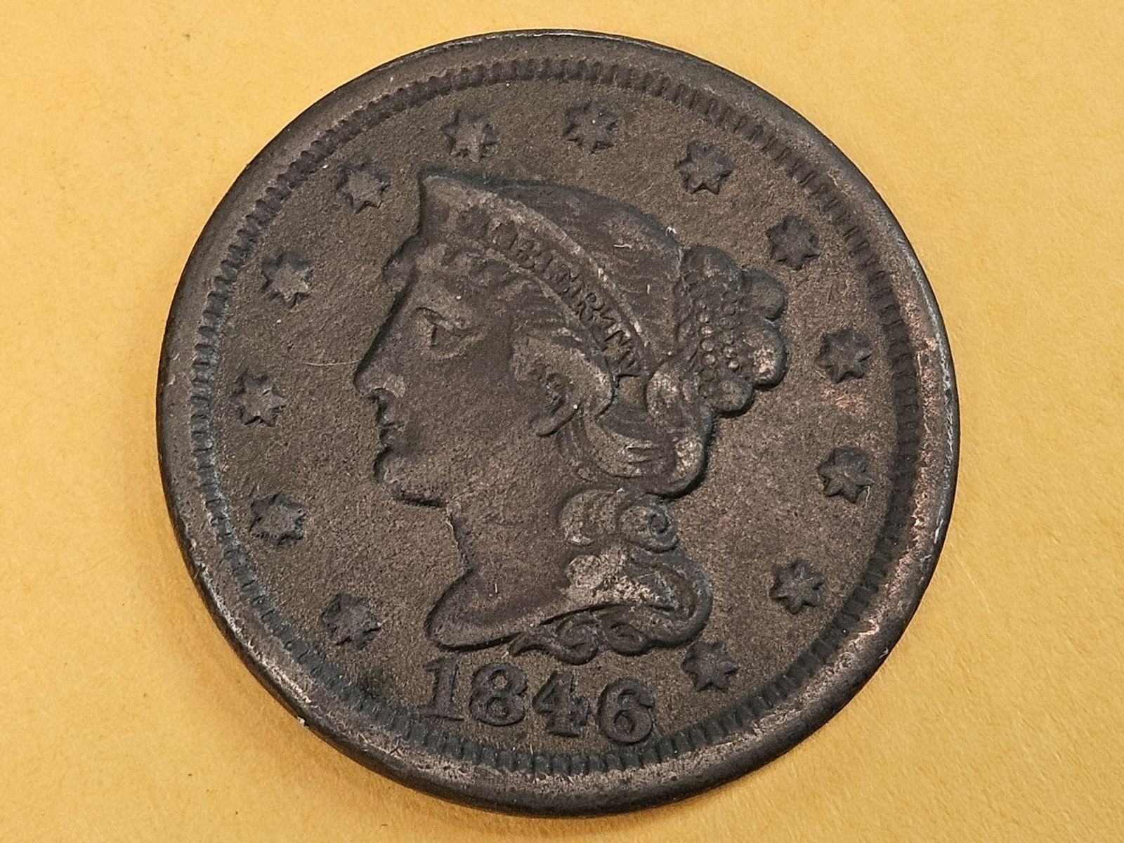 1846 Braided Hair Large cent in Very Fine (1 of 6)