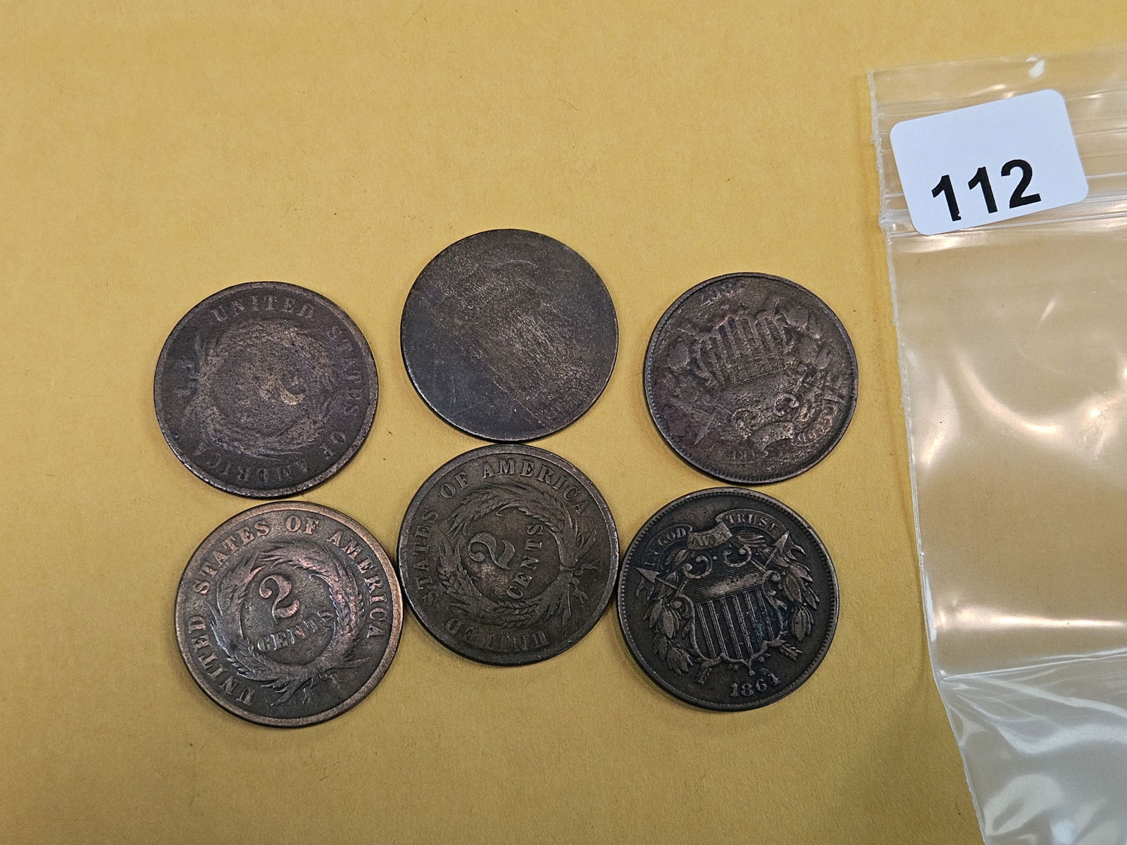 Six mixed 2-Cent pieces (1 of 3)