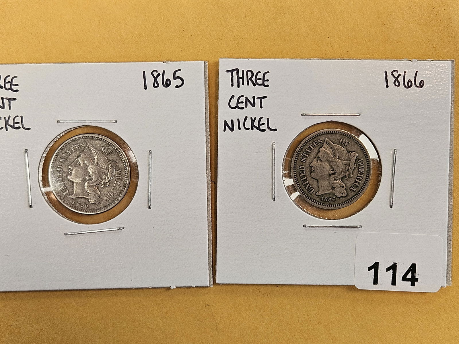 1865 and 1866 Three Cent Nickels - 2