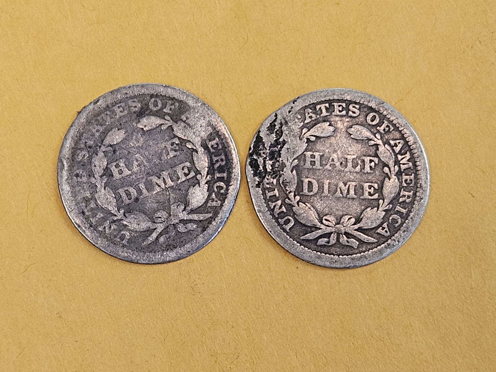 1856 and 1858 Seated Liberty silver 1/2 dimes - 3
