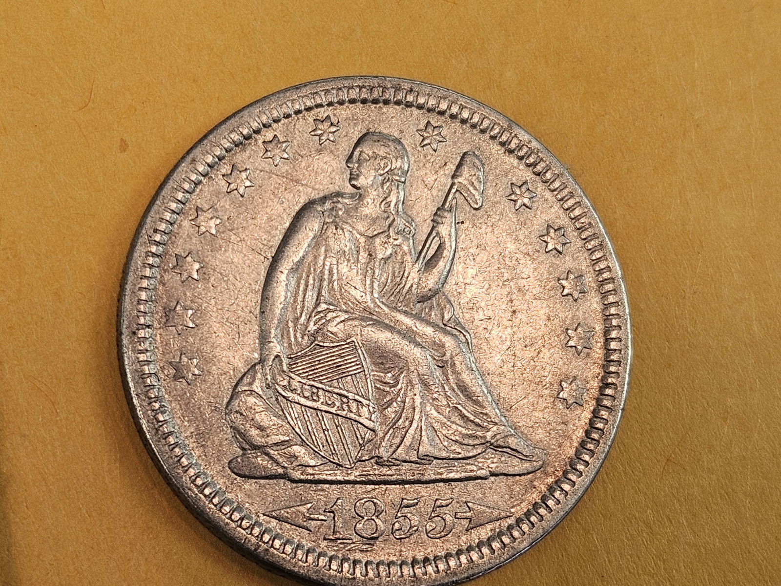 Better Grade 1855 Seated Liberty silver Quarter - 5