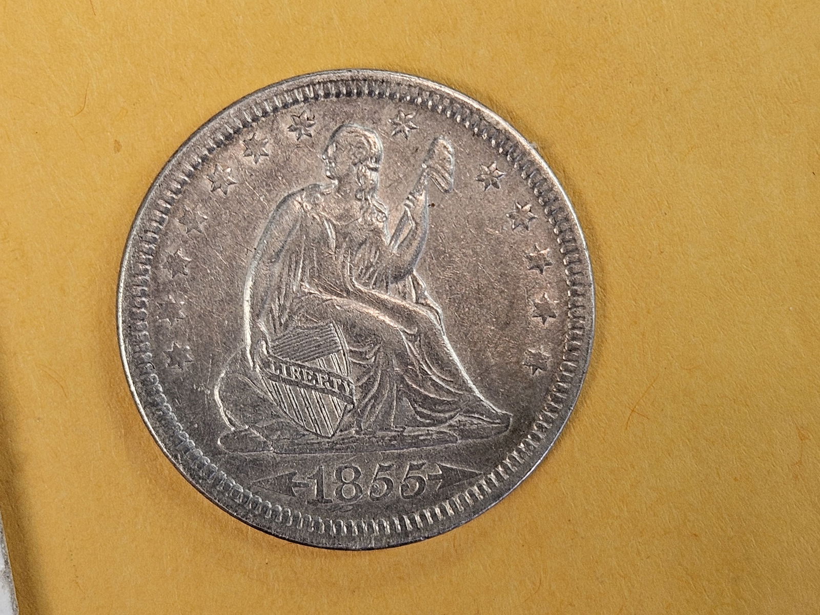 Better Grade 1855 Seated Liberty silver Quarter - 7