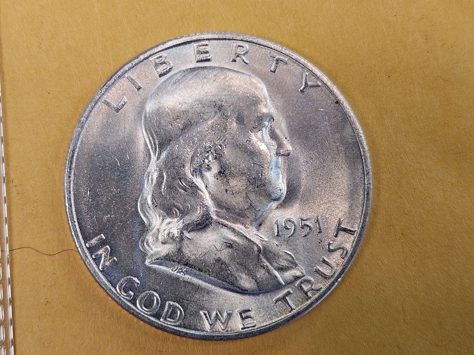 Very Choice Brilliant Uncirculated plus 1951-S Franklin silver Half Dollar (1 of 5)