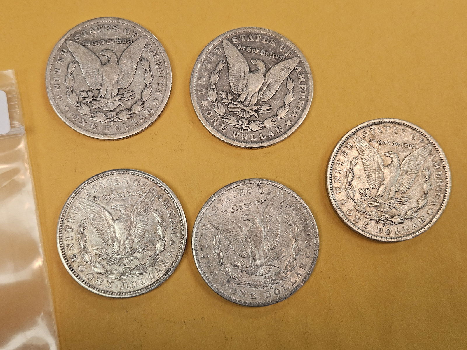 Five Mixed Morgan Silver Dollars - 2