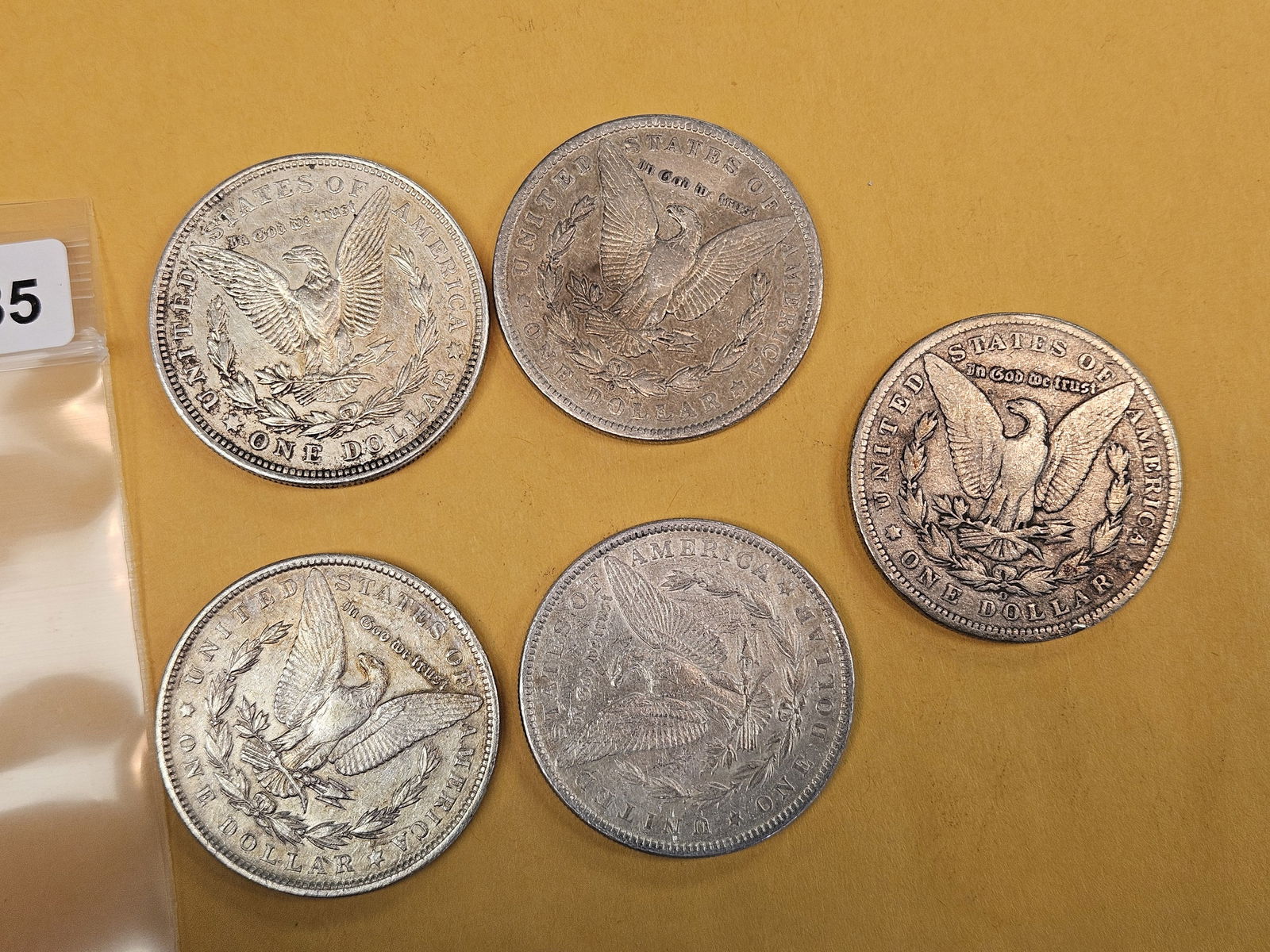Five Mixed Morgan Silver Dollars - 2