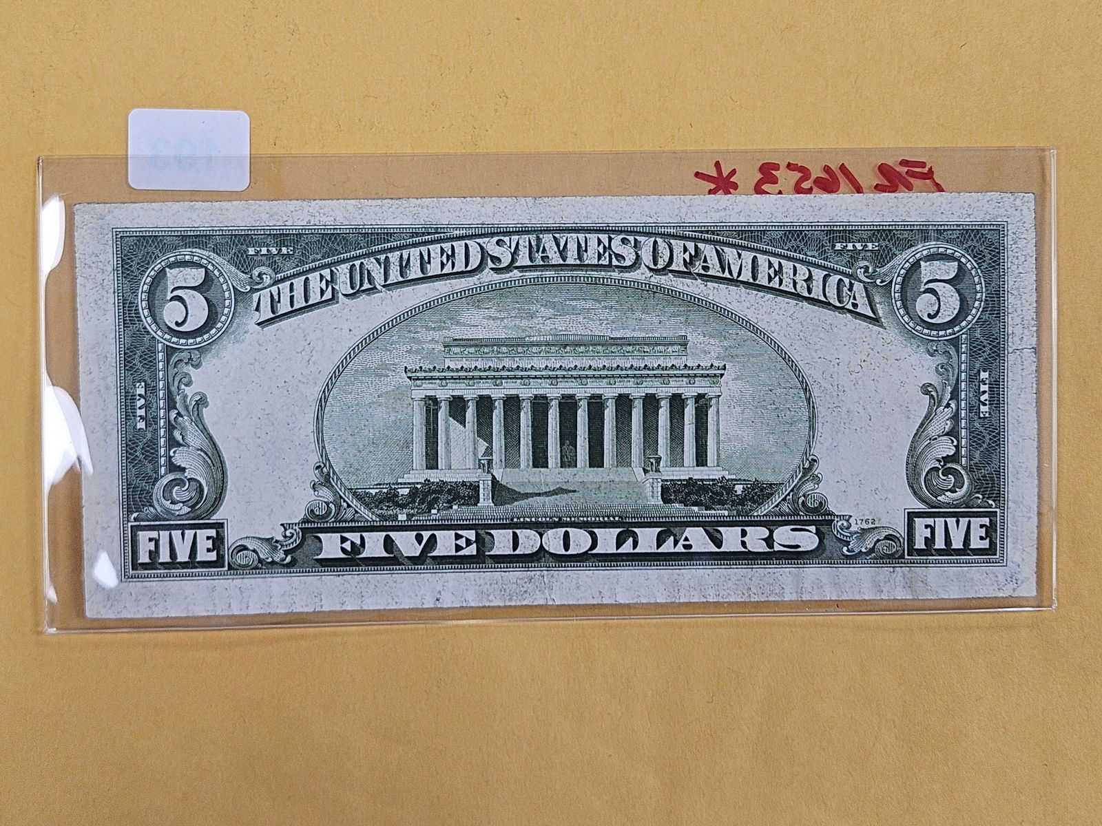 Crisp About Uncirculated Series of 1934-C Five Dollar Silver Certificate STAR - 2