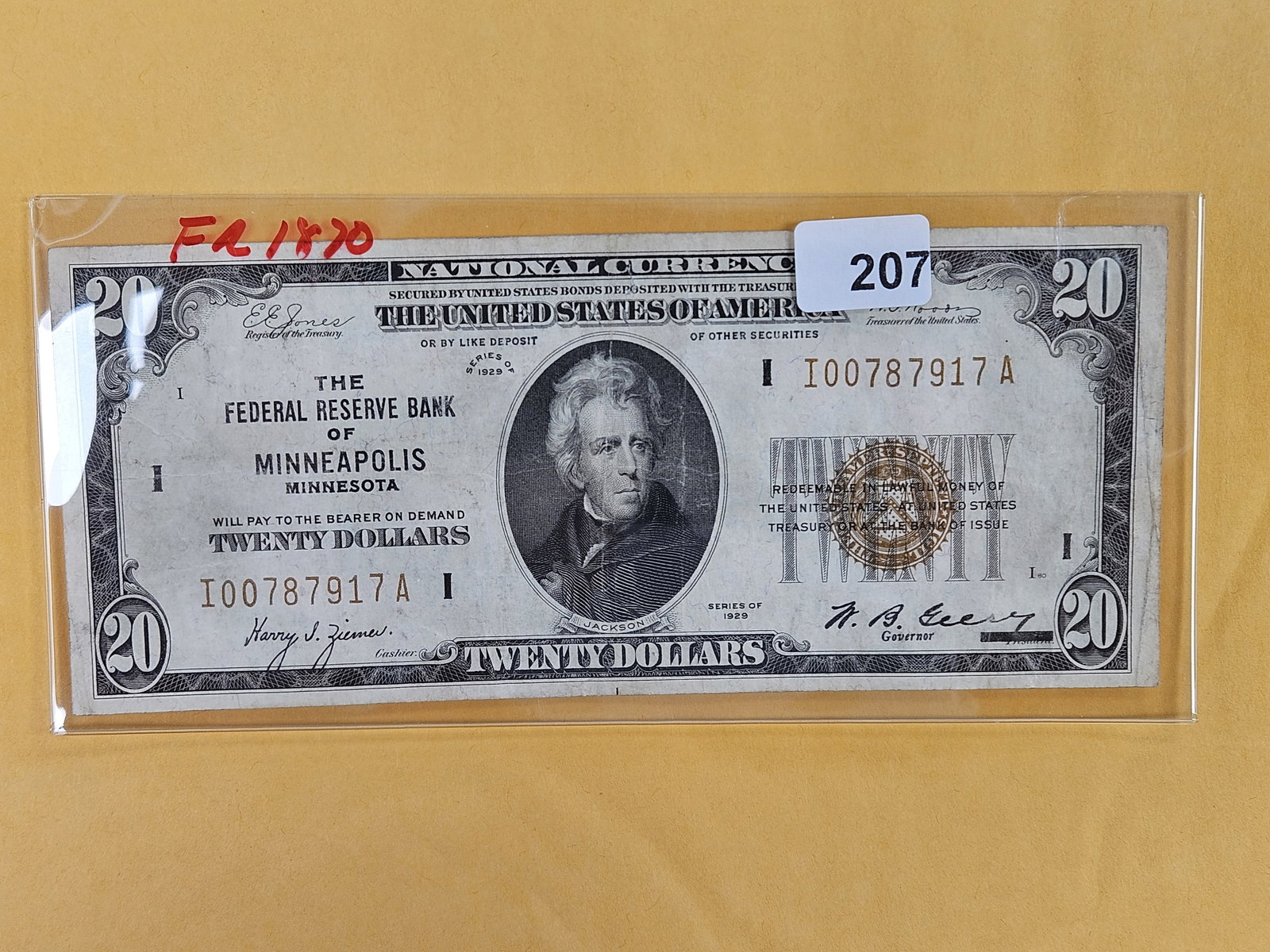 Series of 1929 Twenty Dollar National Currency in Very Fine (1 of 2)